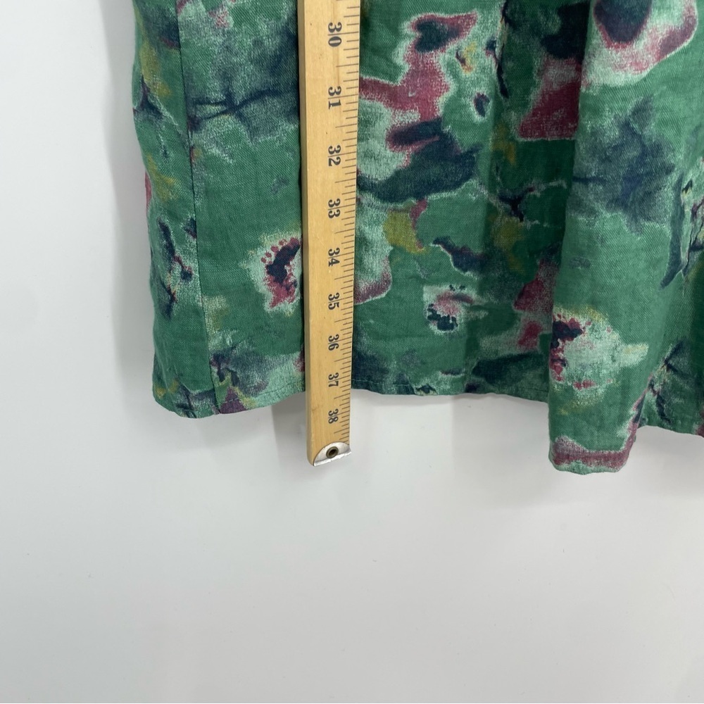 BELLAMBRA Green floral Linen Shift Dress, Shoulder Tie, Made in Italy Sz S - Picture 6 of 7